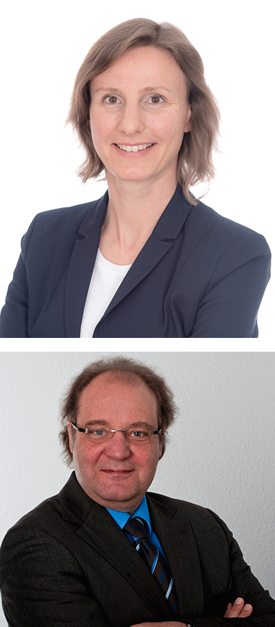 Prof. Dr. Julia Schulze-Hentrich (oben im Bild) und Prof. Dr. Jörn Walter (unten im Bild)