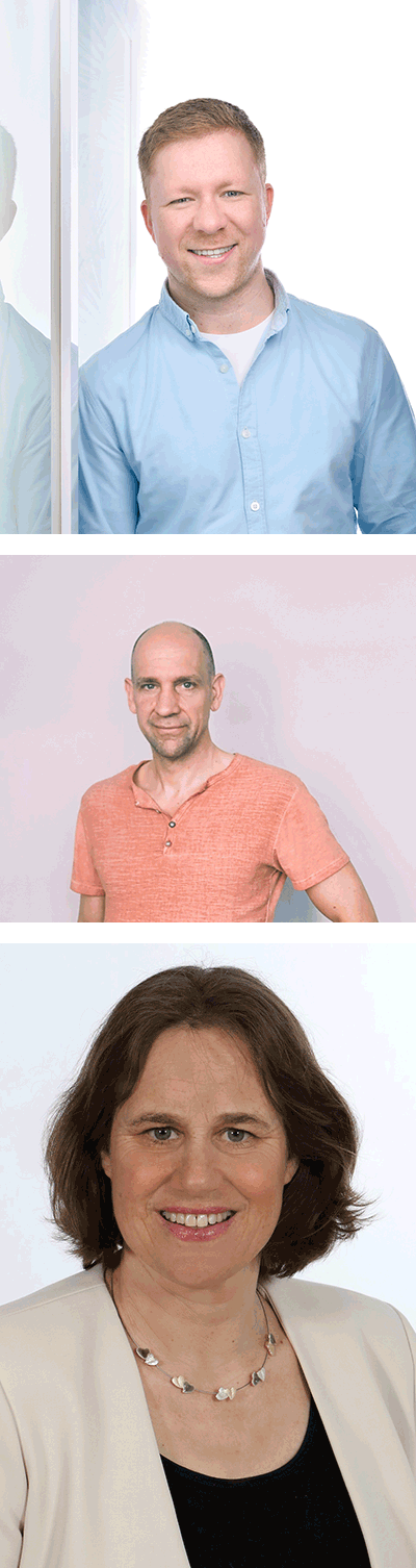 Thomas Frank - oben im Bild, Dominique Haas - Bildmitte, Lia Hasenmaier - unten im Bild